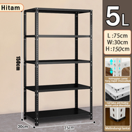 Rak Besi 5 Susun Serbaguna Rak Siku Kuat Untuk Penyimpanan Barang di Gudang dan Dapur