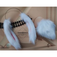 Bunny ears with tail (cosplay) with gray bunny ears