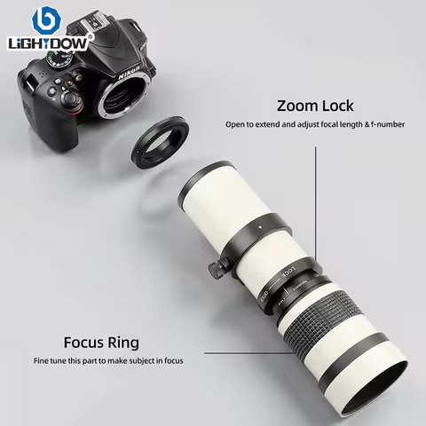 Lightdow 420-800mm f/8.3-16 Manual Telephoto Zoom Lens for Canon RF Canon EF Nikon F Nikon Z Sony A 