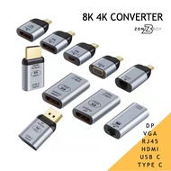 Converter 4K HDMI USB C Female Adapter Type C to Mini DP / DP Display Port / RJ45 Gigabytes Adaptor