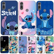 For Motorola Moto E6S E6i Case Phone Cover Protective Soft Silicone Black Tpu Case Stitch cartoon bl