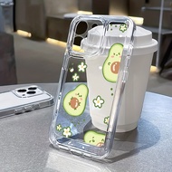 For iPhone 7 8 Plus X XS Max XR 11 12 13 14 pro max 14 Plus Avocado Baby Transparent TPU Fine Hole Phone Case