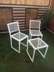 IRONSERVICE Elegant Outdoor Metal Chairs with Stackable Mesh Backrest - High-Quality Steel Material
