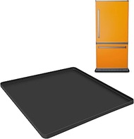 23''x23''x0.7'',Mini Fridge Silicone Mat with Raised Edge,Under Washing Machine Pad Under Mini Refrigerator Freezer Protect from Appliance Leaks Water Spills Absorbent-black