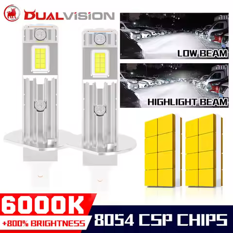 Dualvision 2x H1 H3 LED Headlight Bulbs CANBUS 1:1 Mini STG PTF Car Headlight Turbo Fan DRL H1 H3 Le