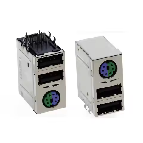 Double-layer USB 2.0 + Six-core PS2 Keyboard Mouse 6P Dual-port Connector S-terminal Socket for Desk