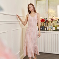 Camellia dress - Pink Lemonade เดรสยาวลายทางทรงหางปลา