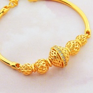ZHULIAN GELANG TANGAN Boba Saduran Emas 24K Permata Putih