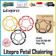 Litepro 53/56/58T Petal Chainring Round Chainring 130BCD Gear Teeth Link Chainwheel