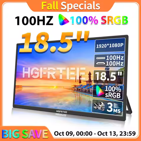 HGFRTEE 18.5inch 100Hz 100%RGB Portable Monitor Laptop Extended Display ADS-IPS HDR Screen With VESA