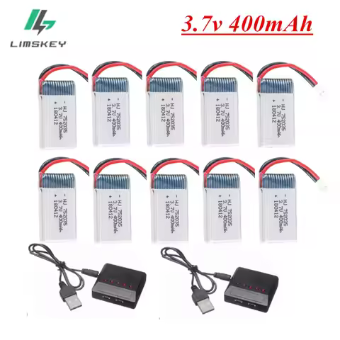 3.7V 400mAh 35C Lipo Battery and Battery charger for X4 H107 H31 KY101 E33C E33 U816A V252 H6C RC Qu