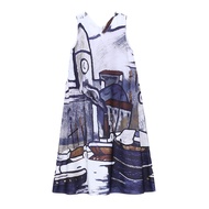 XITAO Dress Casual Loose Women Sleeveless Print Vest Dress