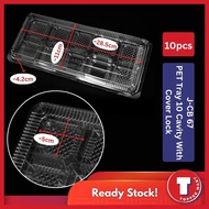 Bekas Plastik Cheese Tart 10 Cavity - J-CB67 PET Tray 10 Cavity With Cover Lock Dessert Tray  Mochi 