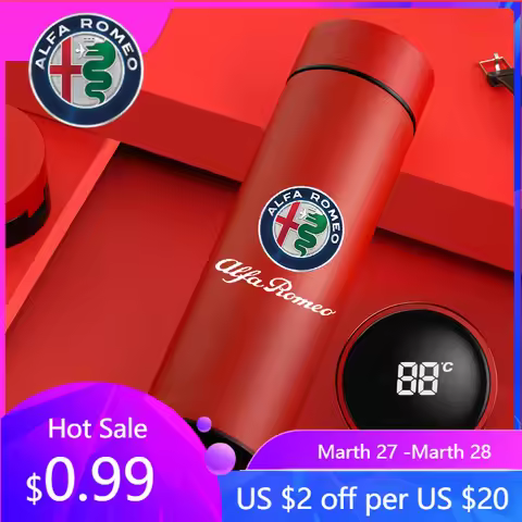 For Alfa Romeo Car Smart Display Temperature Thermos Mug Insulated Bottle For Alfa Romeo giulia stel