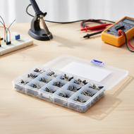 200PCS 15 Types Capacitor Selection 0.1uF-220uF 10V/16V/25V/50V Electrolytic Capacitors Kit Case 4x7