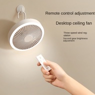USB Rechargeable Fan Wireless Remote Control Outdoor Camping Tent Portable Ceiling Fan with LED lighting  remote control Desktop Dormitory Mini Wall Fan