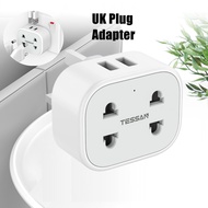 TESSAN Double Power Shaver Plug Adaptor UK with 2 USB, Extension Plug 2 Pin to 3 Pin Adapter Plug Socket for Bathroom El