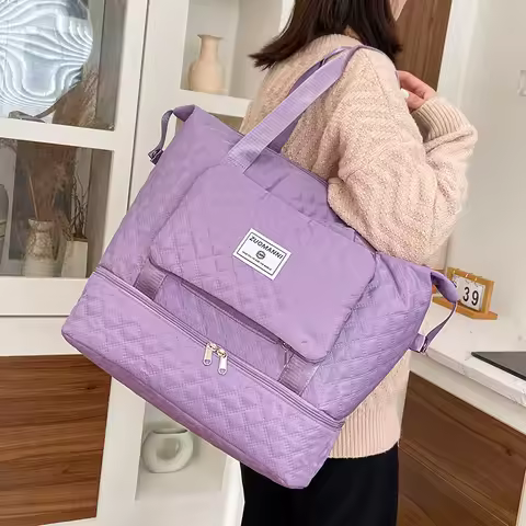 Large Capacity Travel Duffels Bag with Independent Shoe Compartment Gym Bag Weekend Overnight Bag fo