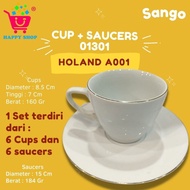 Ready Sango Cup+Saucers 01301 [Holand A001] / Cangkir Lepek Putih