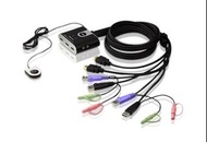 Aten 2埠USB HDMI/音訊 帶線式KVM多電腦切換器 (外接式切換按鍵)  CS692
