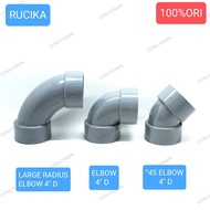 RUCIKA ELBOW 4" D LARGE RADIUS ELBOW 4" D/ 45 ELBOW 4" D/ KENI 4" D/ KNEE 4" D/