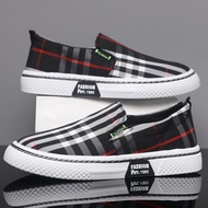 Men Shoes Color Matching Checked Unique Niche Feel Low-Top Cloth Shoes K02