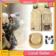Kids Safari Costume Vest Hat Cargo vest kids Dress up for Toddlers Park Ranger Zoo Keeper Cargo Outd