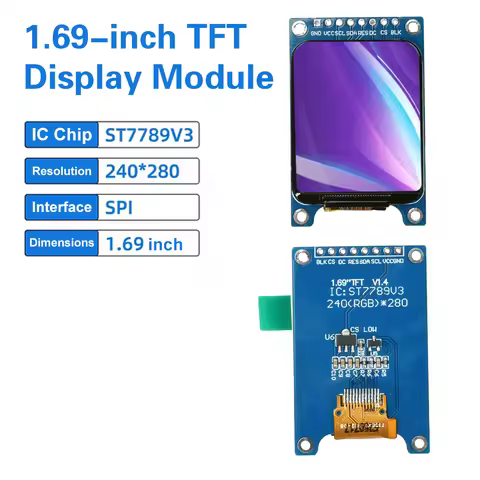 1.69 Inch TFT Display Module LCD Color Display Screen Module ST7789V3 Controller Driver Board SPI In