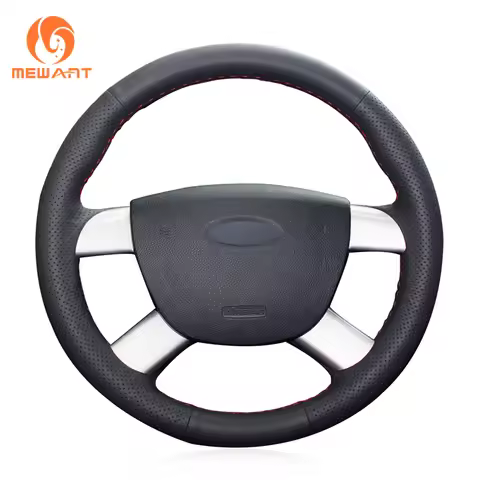 MEWANT Black Artificial Leather Car Steering Wheel Cover for Ford Focus CC Focus C-Max Kuga Tourneo 