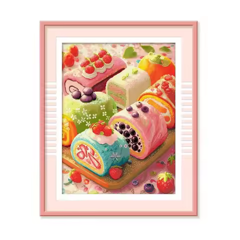 KS ecological threads 14CT 11CT 9CT Cakes Printed Kit Cross Stitch Embroidery DIY Needlework Set Hom