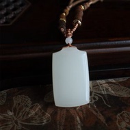 天然和田玉羊脂玉無事牌吊墜項鏈冰底羊脂玉脂份細膩平安喜樂順遂