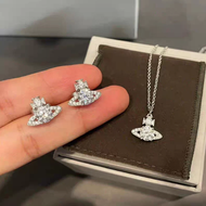 【全新包裝全套】現貨Vivienne Westwood西太后滿鑽土星項鍊耳環套裝