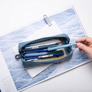 Pouch+ 防潑水收納筆袋 復古純色 大開口 大容量 牛仔藍