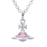 Vivienne Westwood Orb ลูกปัดแก้วสีจานร่อนขนาดกลางสร้อยคล้องคอดาวเสาร์สามมิติสร้อยคอไฮเอนด์ธารน้ำแข็ง