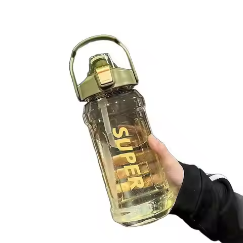 New Large Sports Water Bottle 2 Liters Trendy INS Style Straw Cup With Scale Portable Leak Proof Dro