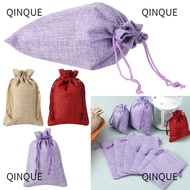 QINJUE Jute Gift Bags Hessian Burlap  Linen Candy Organizer