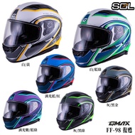 GMAX FF-98 Double D Buckle Built-In Sunglasses Earphone Slot Lens Lock Glasses SOL SF6 Full Face Hel