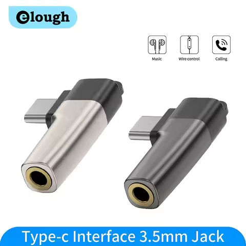 elough Elbow Type C Male to 3.5mm Jack Headphone Adapter Zinc Alloy USB C to 3.5 mm Audio Aux Connec