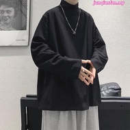M-8XL Plus Size Turtleneck T Shirt Men Basic Plain Long Sleeve Tshirt Fat Man Big Size Top