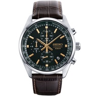 Seiko Green Dial Chronograph Leather Strap SSB385P1 SSB385 SSB385P Quartz Watch Brand NEW