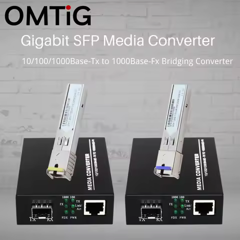 1Pair Gigabit Media Converter SFP Transceiver Module 20KM 1000Mbps Fast Ethernet RJ45 To Fiber Optic
