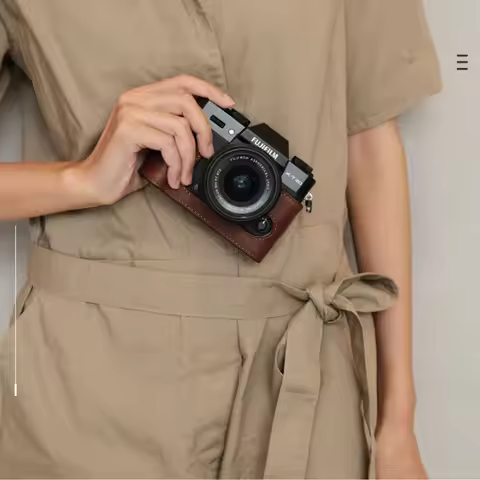 Roadfisher Vintage Genuine Real Leather Camera Bag Pouch Protect Case Cover Base Belt For Fuji Fujif