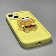 Suitable for IPhone 11 12 Pro Max X XR XS Max SE 7 Plus 8 Plus IPhone 13 Pro Max IPhone 14 15 Pro Max Yellow Colour Phone Case with Spongbob Accessories Interesting Design