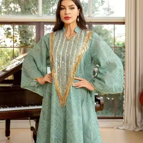 N7YD Women Muslims Dress Islamic Robe Thobe Full Length Dress Abaya Dress Middle East Robe Female Se