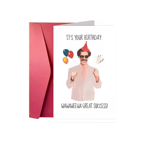 A funny birthday card filled with American comedy elements, exuding an inherently rustic yet hilario