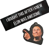 Pro Elon Bumper Sticker with Elon Musk Doge Air Freshener – Funny Tech Car Decal Bumper Sticker for