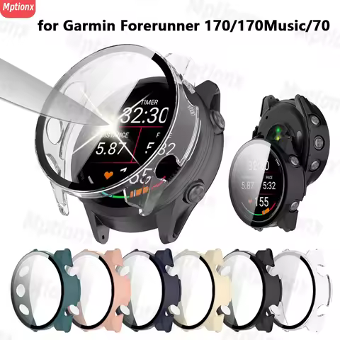 Glass+Case For Garmin Forerunner 170 170Music All-Around Screen Protector Hard PC Bumper Anti-scratc