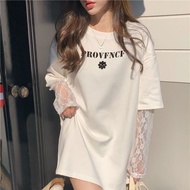 Missing Underwear T-Shirt Women Spring Summer Korean Version New Style Design Lace Stitching Loose Long-Sleeved Bottoming Top