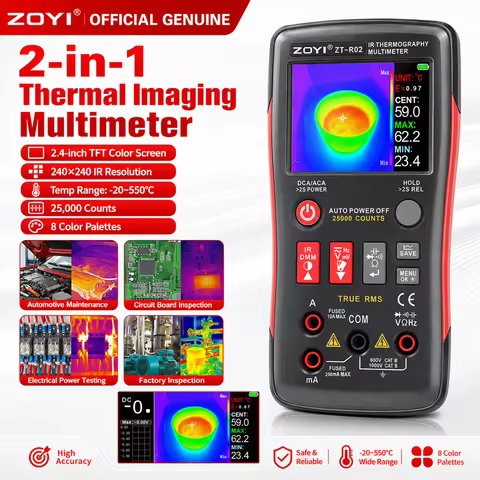 ZOYI ZT-R02 Rechargeable Handheld HD Thermal Imager Multimeter 2-in-1 -20℃~550℃ for Electrical HVAC 