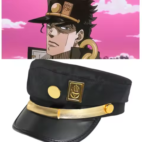 Bimaoxer Anime JoJo's Bizarre Adventure Jotaro Kujo Joseph Army Military JOJO Cap Hat+Badge Animatio
